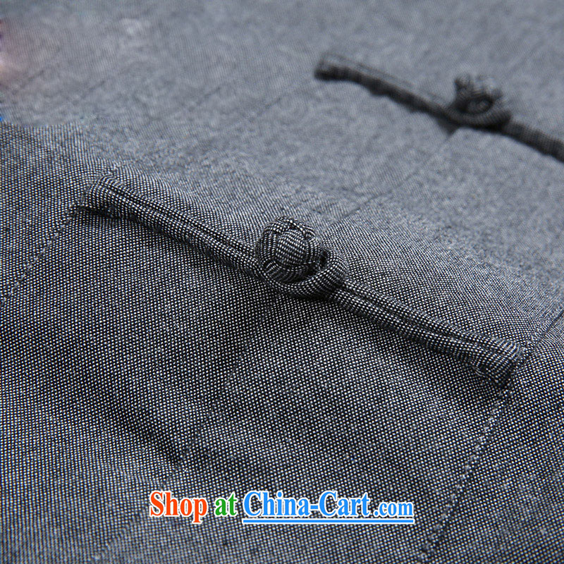 Products HUNNZ Tang replace natural cotton the long-sleeved-tie, for Chinese father Father with solid-colored leisure jacket gray 190, HUNNZ, shopping on the Internet