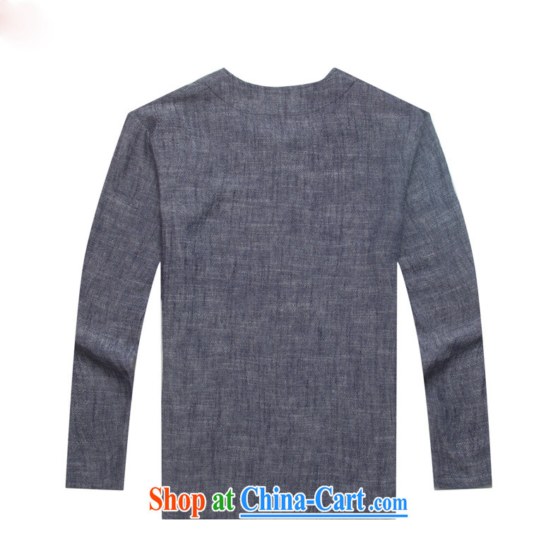Products HANNIZI new natural linen men's Chinese Ethnic Wind classic elegance simple and plain-colored long-sleeved T-shirt gray XXXXL pictures, price, brand platters! Elections are good character, the national distribution, so why buy now enjoy more preferential! Health