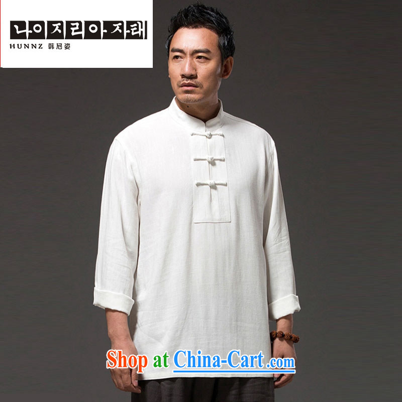 Products HANNIZI 2015 new natural linen Solid Color Lounge Chinese Chinese style classical Chinese Chinese Kung Fu T-shirt white XXXXL, Korea, colorful (hannizi), shopping on the Internet