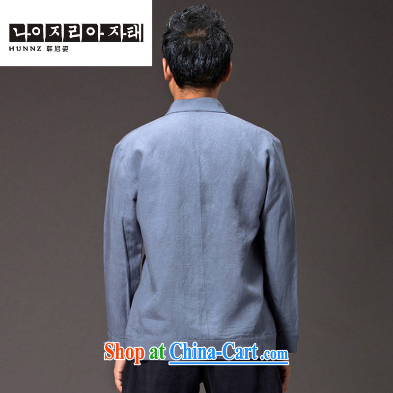 Products HANNIZI New China wind men's cynosure serving classic Chinese solid-colored long-sleeved cotton Ma Han-kung fu uniform jacket blue XXXXL, Korea, colorful (hannizi), shopping on the Internet