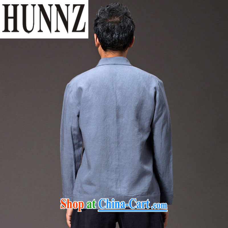 Products HUNNZ New China wind men's cynosure serving classic Chinese solid-colored long-sleeved cotton Ma Han-kung fu uniform jacket blue XXXXL, HUNNZ, shopping on the Internet