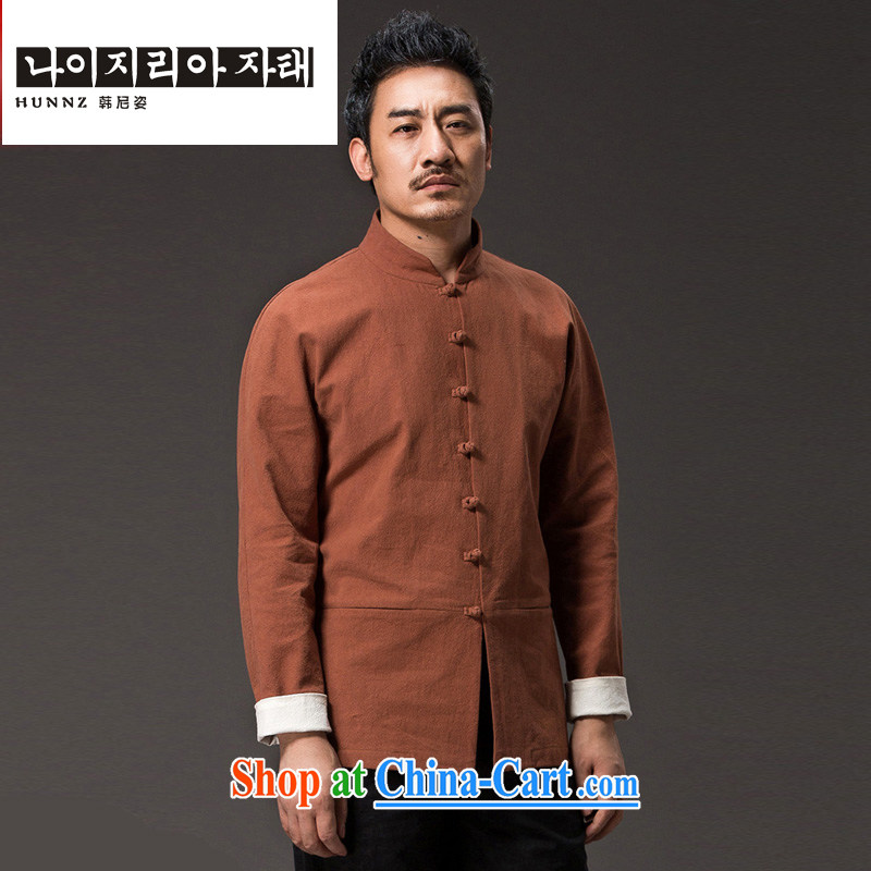 Products HANNIZI New solid color natural cotton the casual long-sleeved T-shirt classic kung fu uniform men and monks, men Tang with orange XXXXL, Korea, (hannizi), online shopping