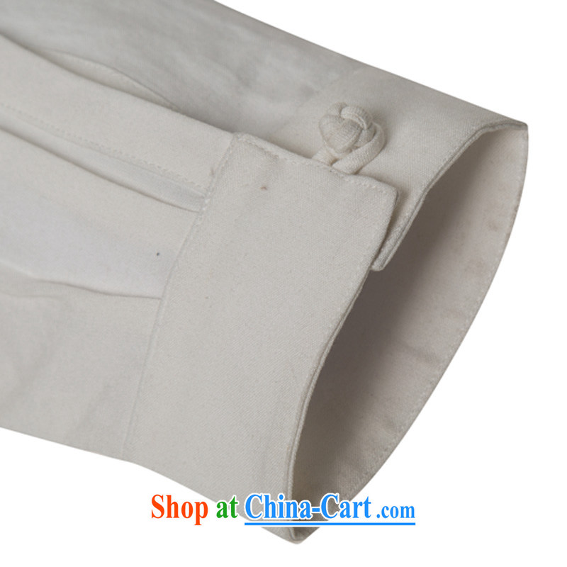 Products HUNNZ natural linen Solid Color casual relaxed long-sleeved China wind men's Tang on the buckle up for men and Han-white XXXXL, HUNNZ, shopping on the Internet