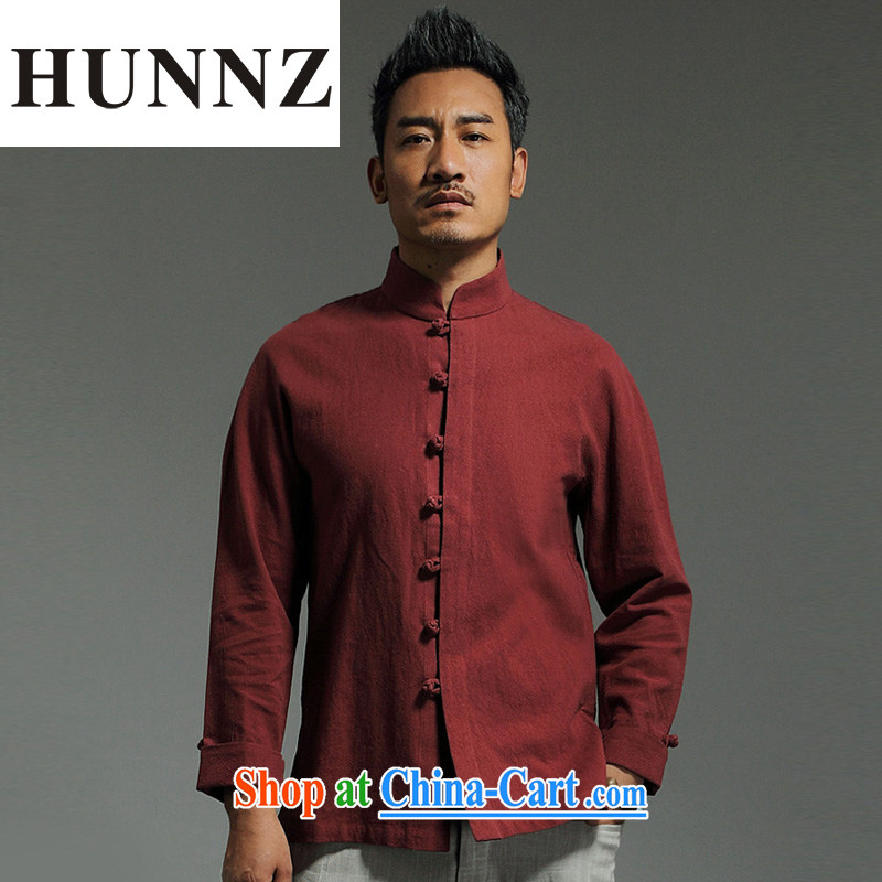 Products HUNNZ cotton the Chinese Han-Chinese wind national costumes of Tang with minimalist beauty, for the charge-back long-sleeved deep red XXXL, HUNNZ, shopping on the Internet