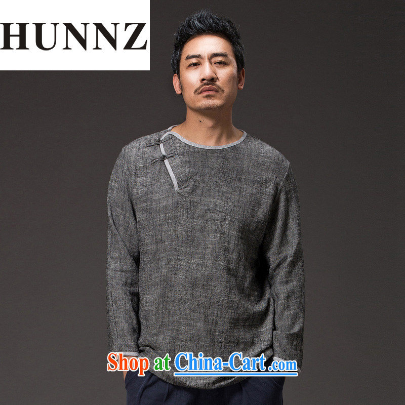 Name, HUNNZ China wind cotton the tea service Tang with long-sleeved improved Han-cynosure practice serving loose the tight T-shirt and gray XXXXL, HUNNZ, shopping on the Internet