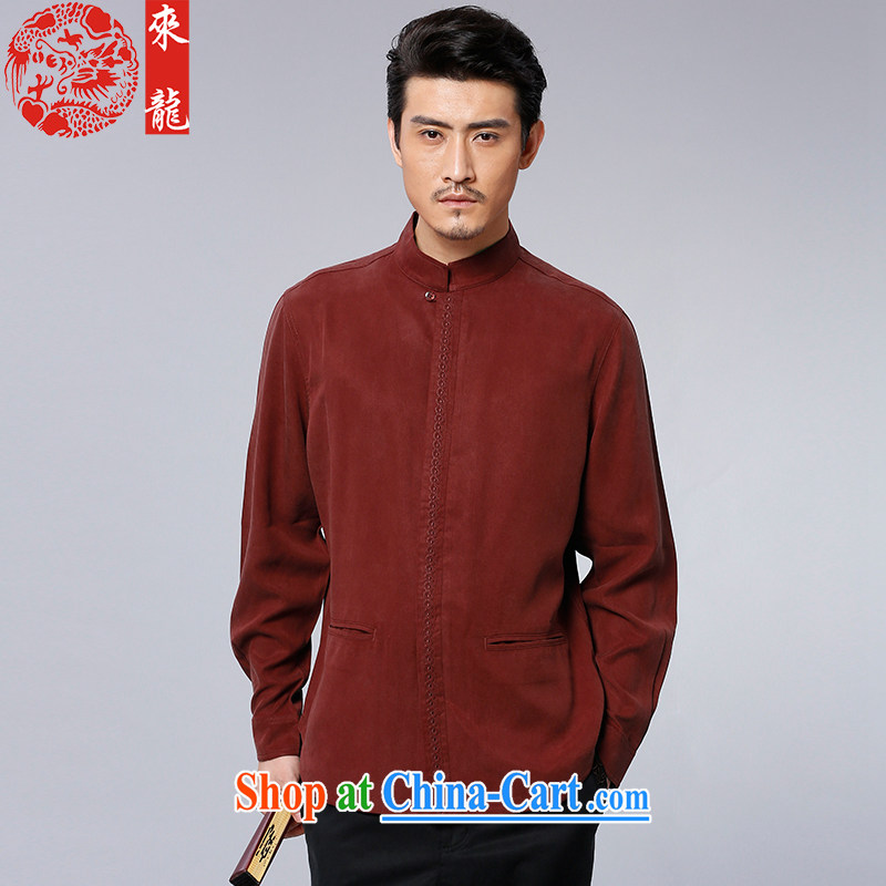 To Kowloon Tong with autumn 2015 New China wind men's day, long-sleeved T-shirt 15,585 dark red dark red 52