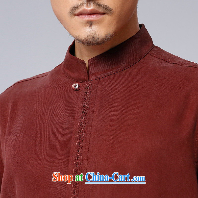 To Kowloon Tong on 2015 autumn New China wind men's day, long-sleeved T-shirt 15,585 dark red dark red 52 to Kowloon, shopping on the Internet