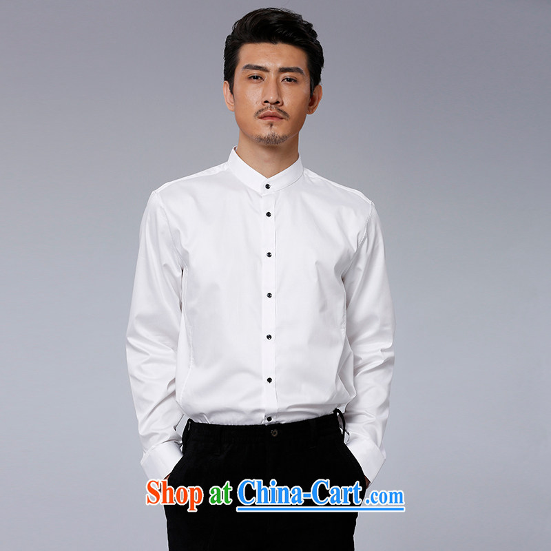 To Kowloon Tong on 2015 autumn New China wind men's cotton long-sleeved T-shirt 15,167 - 1 white white 50 to Kowloon, shopping on the Internet