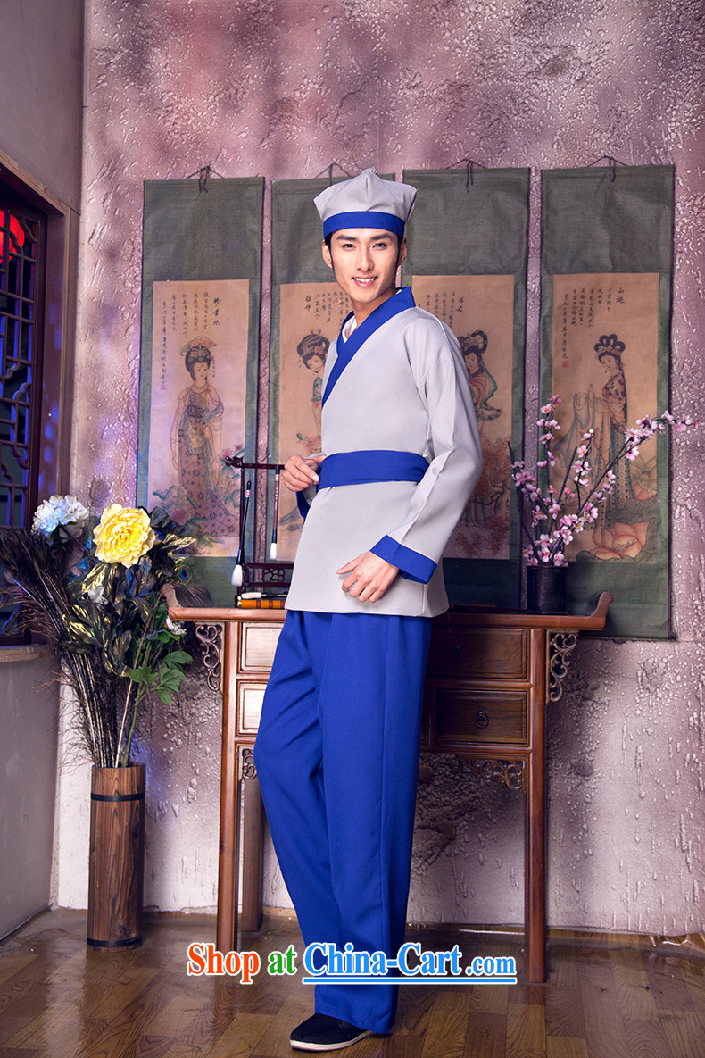 Time his men's costumes small 2 stage of bookish reserve servant Tea House hotel Han Dynasty civilian clothing ancient house, civilian clothing men and women show blue adult, 160 - 175 CM pictures, price, brand platters! Elections are good character, the national distribution, so why buy now enjoy more preferential! Health