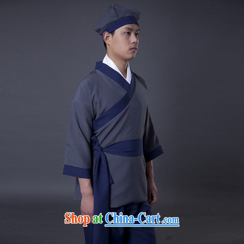 Time Syrian Arab men's costumes small 2 stage of bookish reserve servant Tea House hotel Han Dynasty civilian clothing ancient house, civilian clothing men and women show blue adult, 160 - 175 CM, time, and, on-line shopping