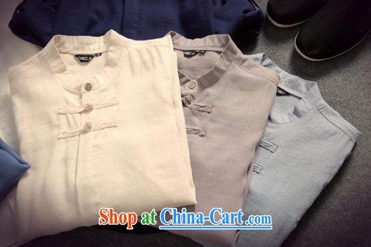 Dan Jie Shi 2015 New National wind Tang with men's cotton the linen shirt men and the charge-back 7 sleeveless original casual chic and comfortable hands-free ironing blue L pictures, price, brand platters! Elections are good character, the national distribution, so why buy now enjoy more preferential! Health