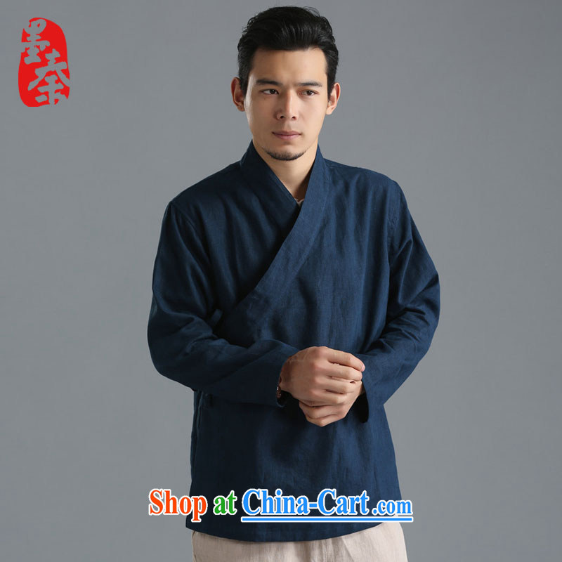 The Qin original 2015 autumn fashion new linen men's clothing T-shirt plain colored long-sleeved shirt T National wind, served 081,304 mfby white XL/large, and the Qin, shopping on the Internet