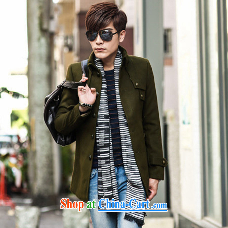 Dan Jie Shi 2015 new autumn and winter, the men's hair coat is Korean beauty, long, click the snap-smock jacket youth with casual style and comfort black 2 XL, Dan Jie Shi (DAN JIE SHI), online shopping