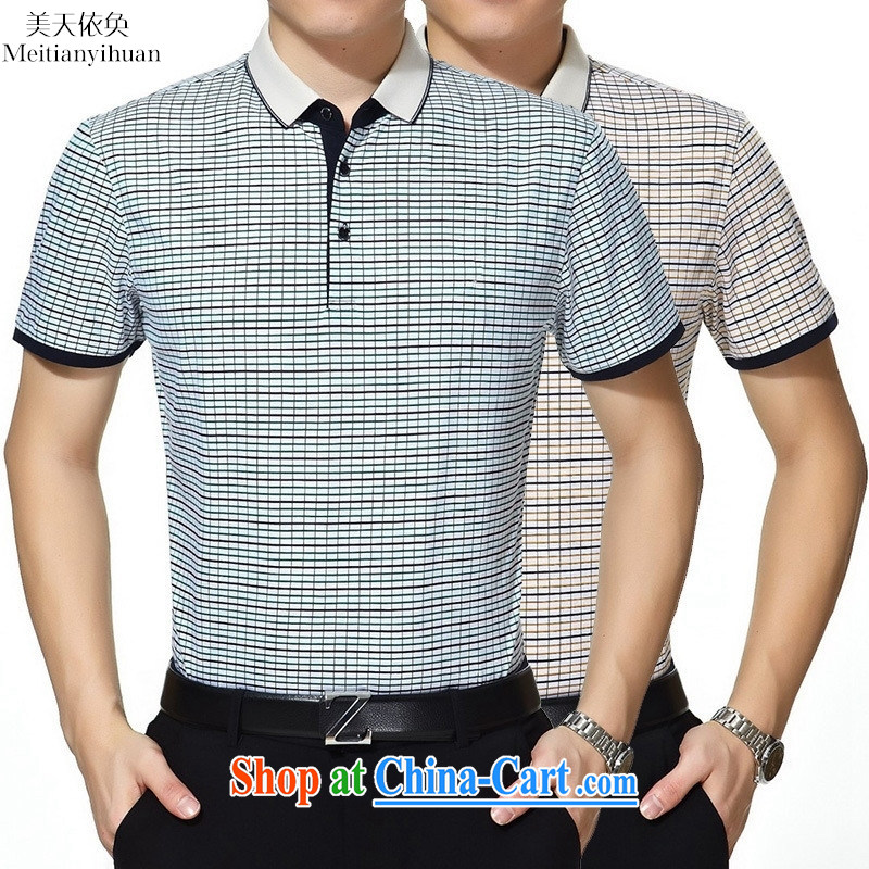 Summer men's short sleeved T-shirt new, middle-aged men's floral leisure shirt men's shirts men's blue 170, and the days to assemble (meitianyihuan), shopping on the Internet