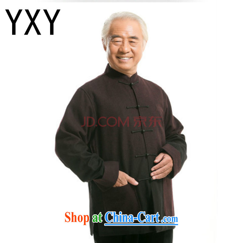 Light last autumn and winter, older people improved father grandfather tang on the spell-color T-shirt DY 0735 deep red L