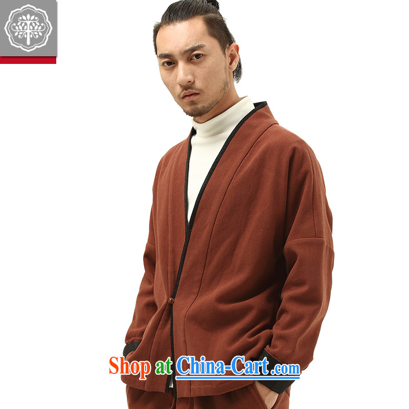 To tree China wind fall and winter, the Chinese men's Han-improved long-sleeved cotton the men's T-shirt stone ochre color 185/XXL, tree (EYENSREE), shopping on the Internet