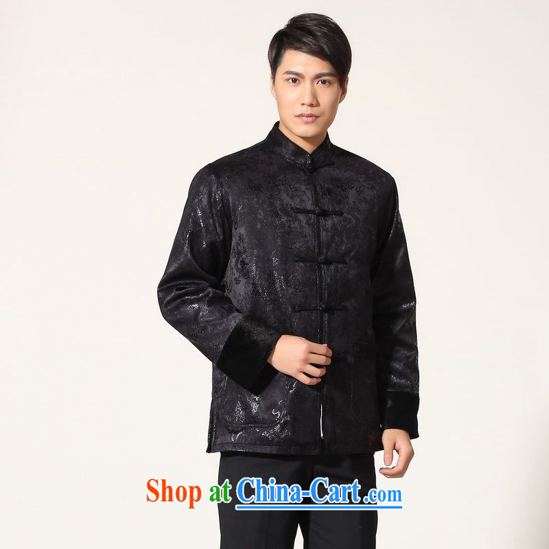 An Jing men's jacket water marten hairs tang on the lint-free cloth with Mr Henry TANG men's long-sleeved jacket Chinese Dragon Chinese T-shirt - B dark blue XXL, an Jing, shopping on the Internet