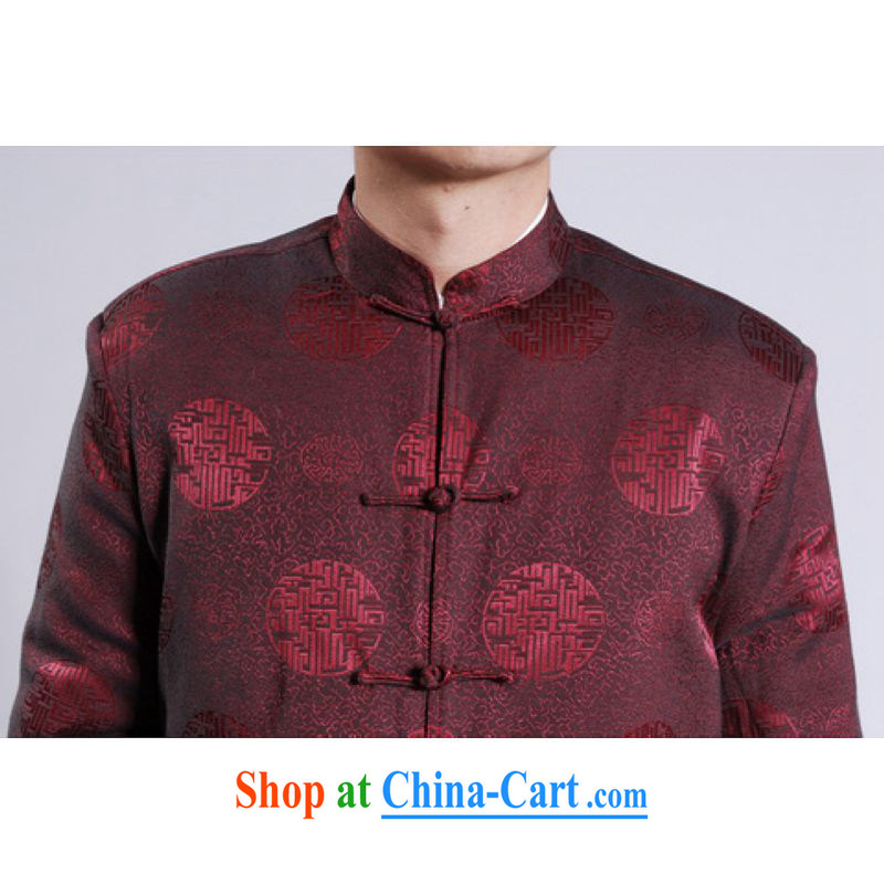 An Jing men's jackets thicken the cotton tang on the lint-free cloth with short men's long-sleeved jacket Chinese Dragon Chinese T-shirt wine red XXXL, an Jing, and shopping on the Internet