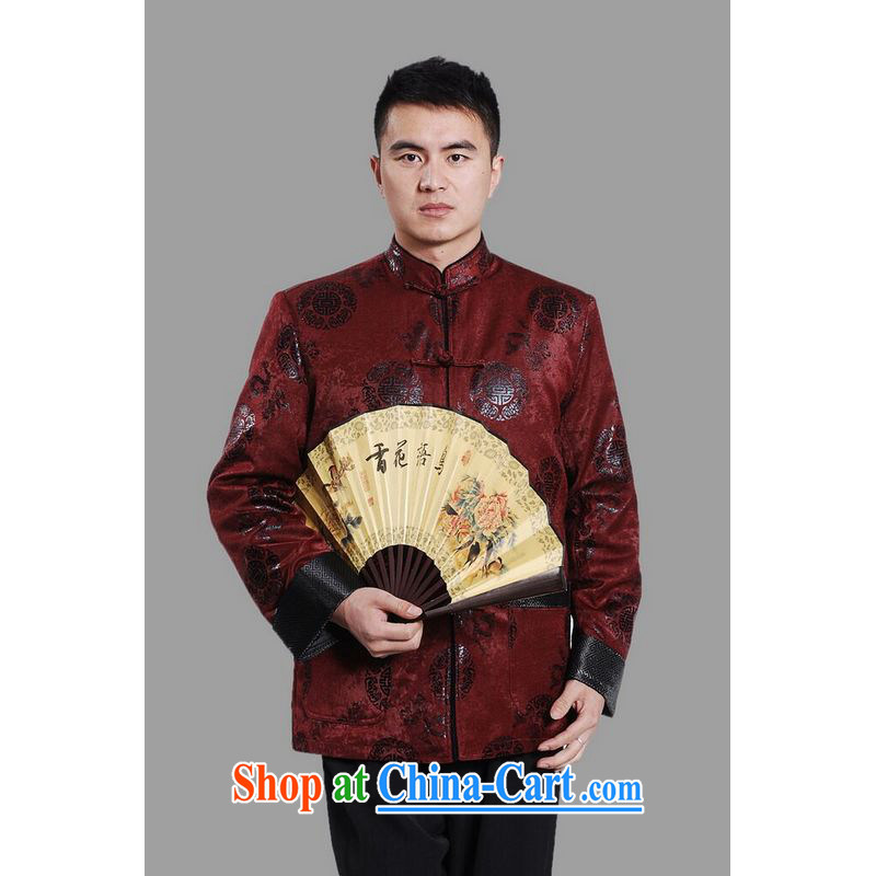 An Jing men's jacket water marten hairs tang on the lint-free cloth with Mr Henry TANG men's long-sleeved jacket Chinese Dragon Chinese T-shirt dark red XXXL, an Jing, shopping on the Internet