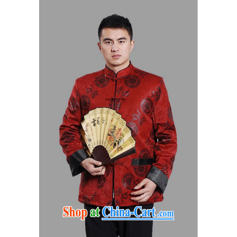 An Jing men's jacket water marten hairs tang on the lint-free cloth with Mr Henry TANG men's long-sleeved jacket Chinese Dragon Chinese T-shirt dark red XXXL, an Jing, shopping on the Internet