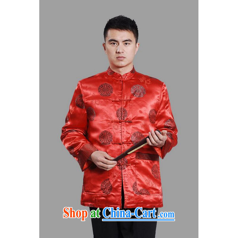 An Jing men's jackets thicken the cotton tang on the lint-free cloth Chinese men's long-sleeved jacket Chinese Dragon Chinese T-shirt - on C cyan L, an Jing, online shopping