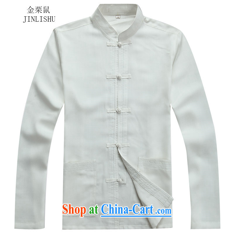The chestnut mouse linen Chinese men and fall-colored long-sleeved clothing, middle-aged father older persons with Mr Henry TANG Chinese men and replace the clip, for Chinese Package white package M, the chestnut mouse (JINLISHU), online shopping