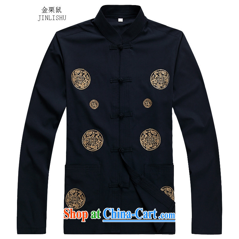 The chestnut mouse autumn New China Chinese men's long-sleeved Kit Chinese men T-shirt Chinese men and Black Kit XXL, the chestnut mouse (JINLISHU), shopping on the Internet