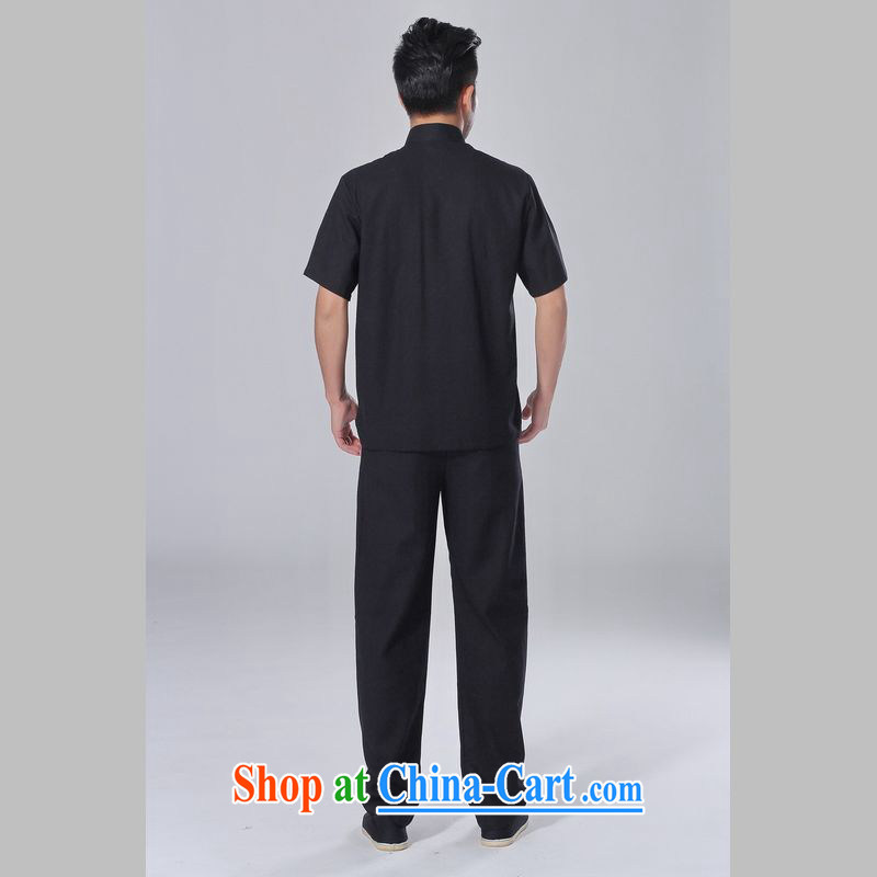 Miss Au King resulted in older Chinese men and summer wear, cotton for the Chinese Tai Chi uniforms men's short-sleeve packaged the code men's kung fu Kit black XXL, an Jing, and shopping on the Internet
