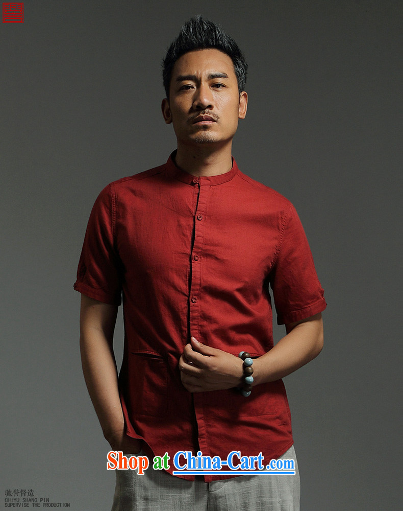Internationally renowned Chinese new, men's linen shirt Chinese male cotton mA short-sleeved shirts and stylish, for leisure 2015 summer wear plain colored half sleeve beige 190 pictures, price, brand platters! Elections are good character, the national distribution, so why buy now enjoy more preferential! Health