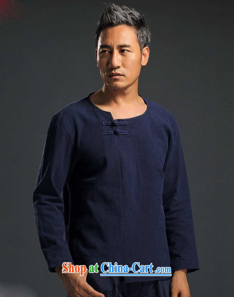 Products HANNIZI China wind men's long-sleeved T-shirt and improved Chinese male and the stylish Han-ethnic wind T-shirt dark blue XXXXL pictures, price, brand platters! Elections are good character, the national distribution, so why buy now enjoy more preferential! Health