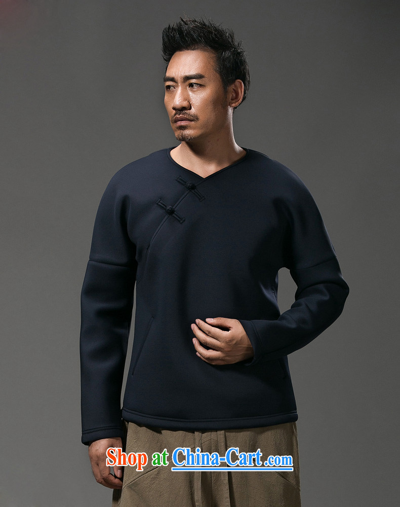 Products HANNIZI China wind men's long-sleeved T-shirt stylish and improved Chinese V collar male and Chinese men and the tie and dark blue XXXL pictures, price, brand platters! Elections are good character, the national distribution, so why buy now enjoy more preferential! Health