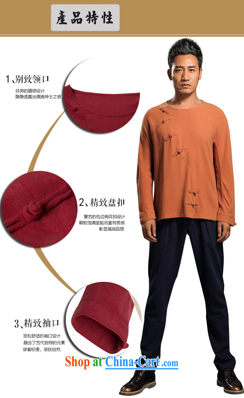 Products HUNNZ retro men's beauty Ethnic Wind linen long-sleeved clothing, stylish and improved China wind up for the charge-back shirt orange XXXXL pictures, price, brand platters! Elections are good character, the national distribution, so why buy now enjoy more preferential! Health