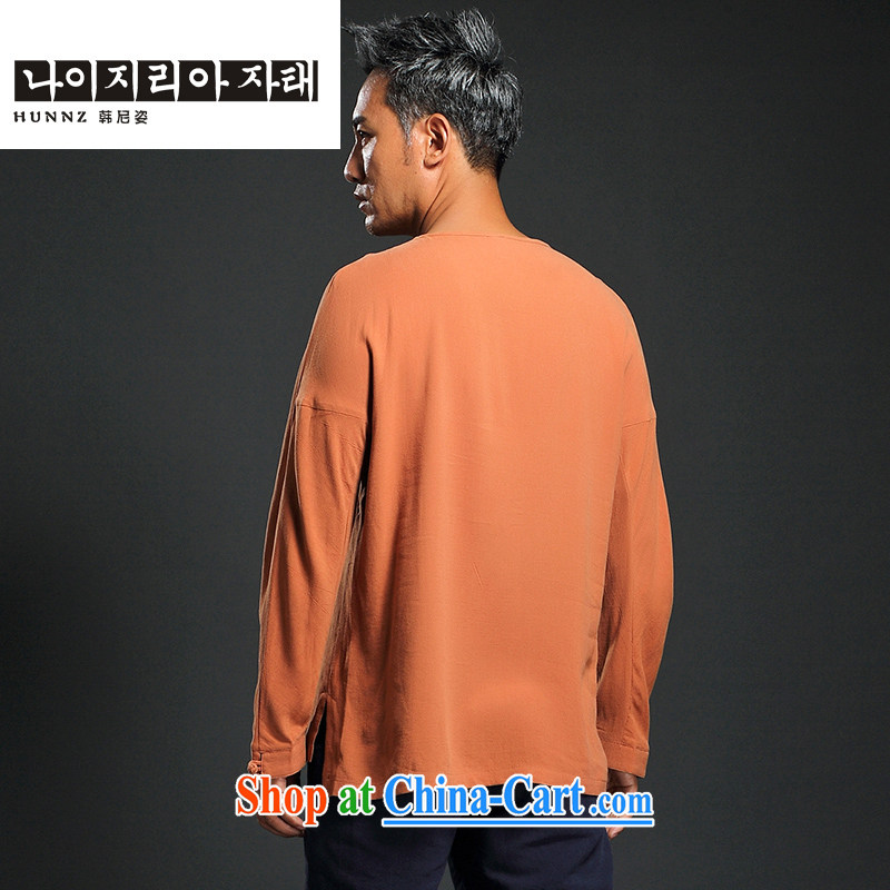 Products HANNIZI retro men's beauty Ethnic Wind linen long-sleeved Han-style improved China wind up for the charge-back shirt orange XXXXL, Korea, colorful (hannizi), and, on-line shopping