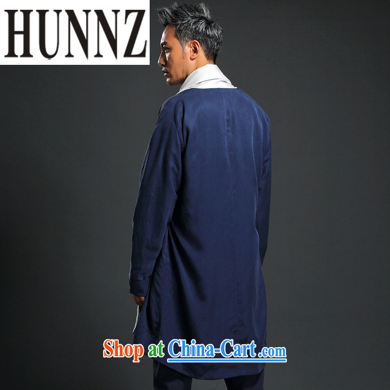 Products HUNNZ Chinese style classical Chinese The Netherlands improved, served tea square serving Chinese long, leprosy cotton clothing and men's dark blue XXXXL, HUNNZ, shopping on the Internet