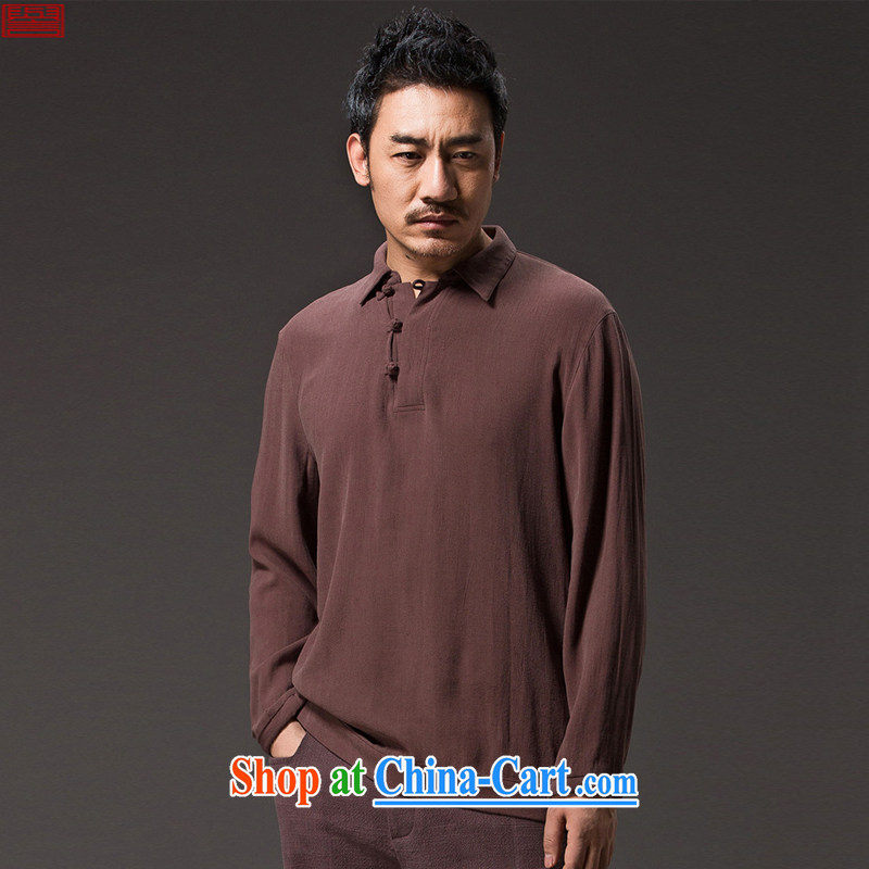 Internationally renowned Chinese clothing 2015 spring men T shirt long-sleeved Chinese Wind and lapel shirt new Chinese Han-tray snaps leisure C 8 black 4 XL, internationally renowned (chiyu), online shopping