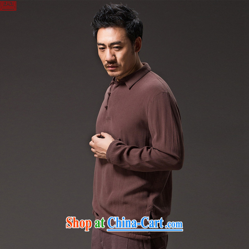 Internationally renowned Chinese clothing 2015 spring men T shirt long-sleeved Chinese Wind and lapel shirt new Chinese Han-tray snaps leisure C 8 black 4 XL, internationally renowned (chiyu), online shopping