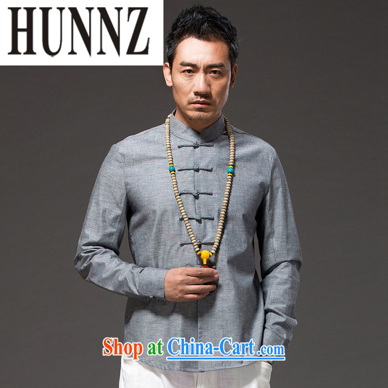 Products HUNNZ natural cotton the Chinese men's beauty is withholding Long-Sleeve Chinese Han-ethnic wind clothing men's gray XXL, HUNNZ, shopping on the Internet