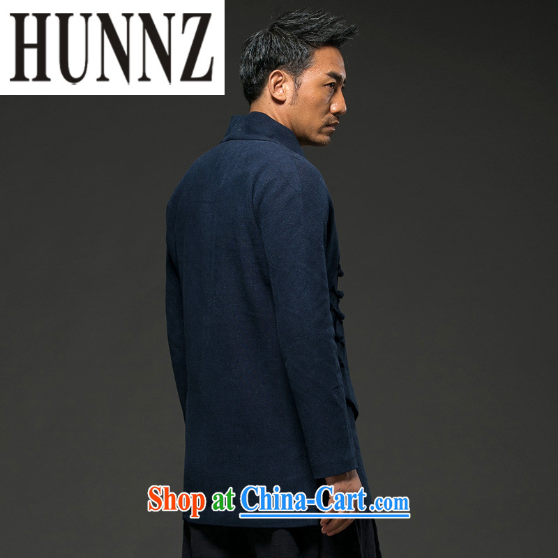 Products HUNNZ men's natural classic cotton the Tang with long-sleeved improved Han-Hermit spiritual practice serving loose the tight T-shirt dark blue XXXL, HUNNZ, shopping on the Internet