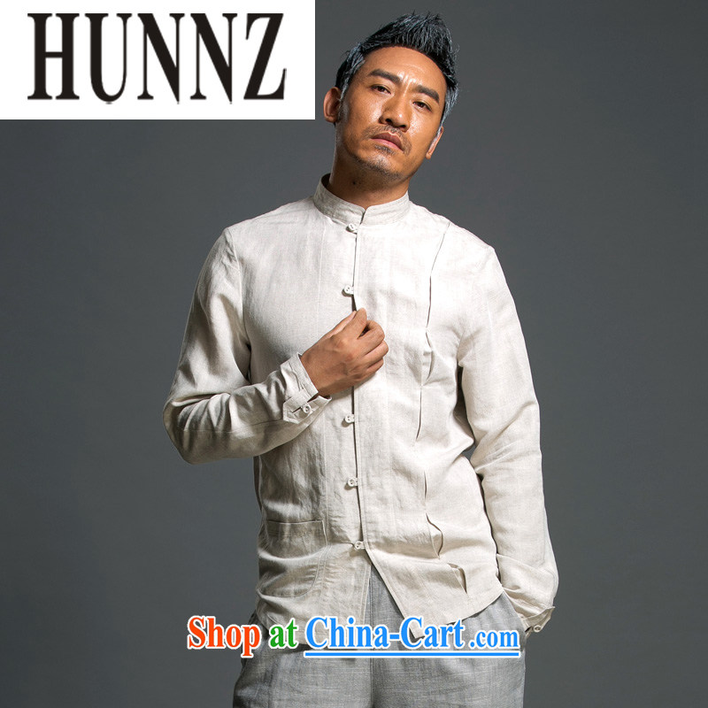 Products HUNNZ New Products natural linen Ethnic Wind solid color, serving traditional Chinese character Chinese in short and long-sleeved T-shirt white XXXXL, HUNNZ, shopping on the Internet