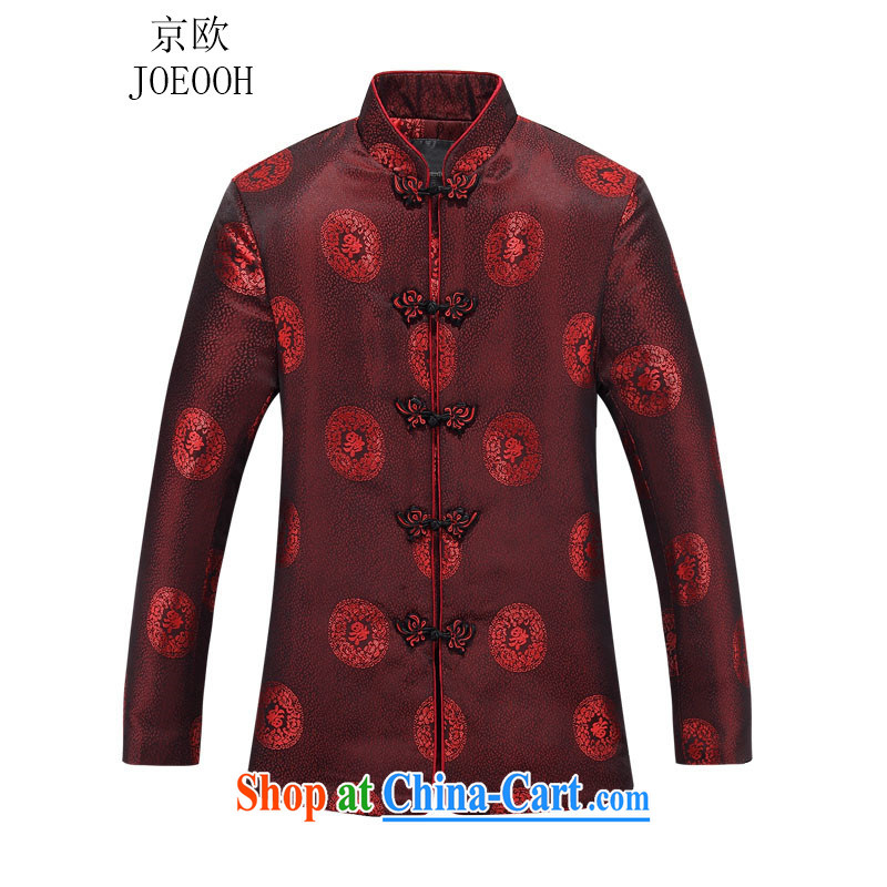 Putin's European autumn and winter new Bok-su middle-aged and older persons couples, Tang with long-sleeved middle-aged, for men's T-shirt Womens red women 180
