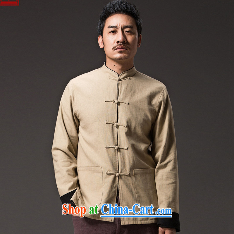 Internationally renowned Chinese clothing Chinese style retro men's double-sided through Chinese men's Chinese long-sleeved cultivating the collar-tie and jacket 0368 Wong 3 XL
