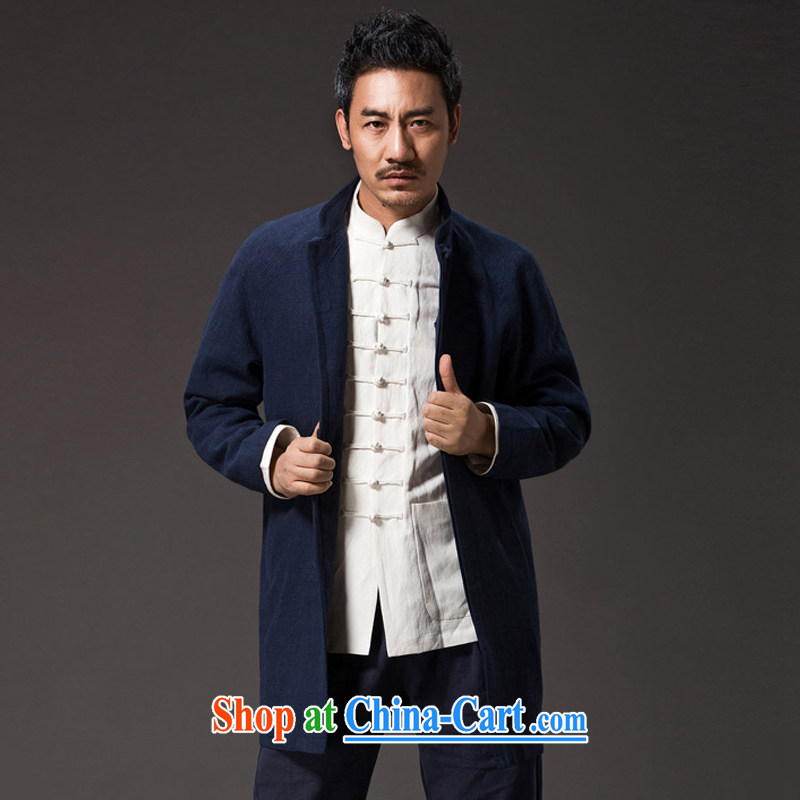 Internationally renowned Chinese clothing men's Chinese long-sleeved sweater, white collar autumn China wind men's T-shirt linen new cotton Ma Han-male white 4 XL, internationally renowned (chiyu), shopping on the Internet