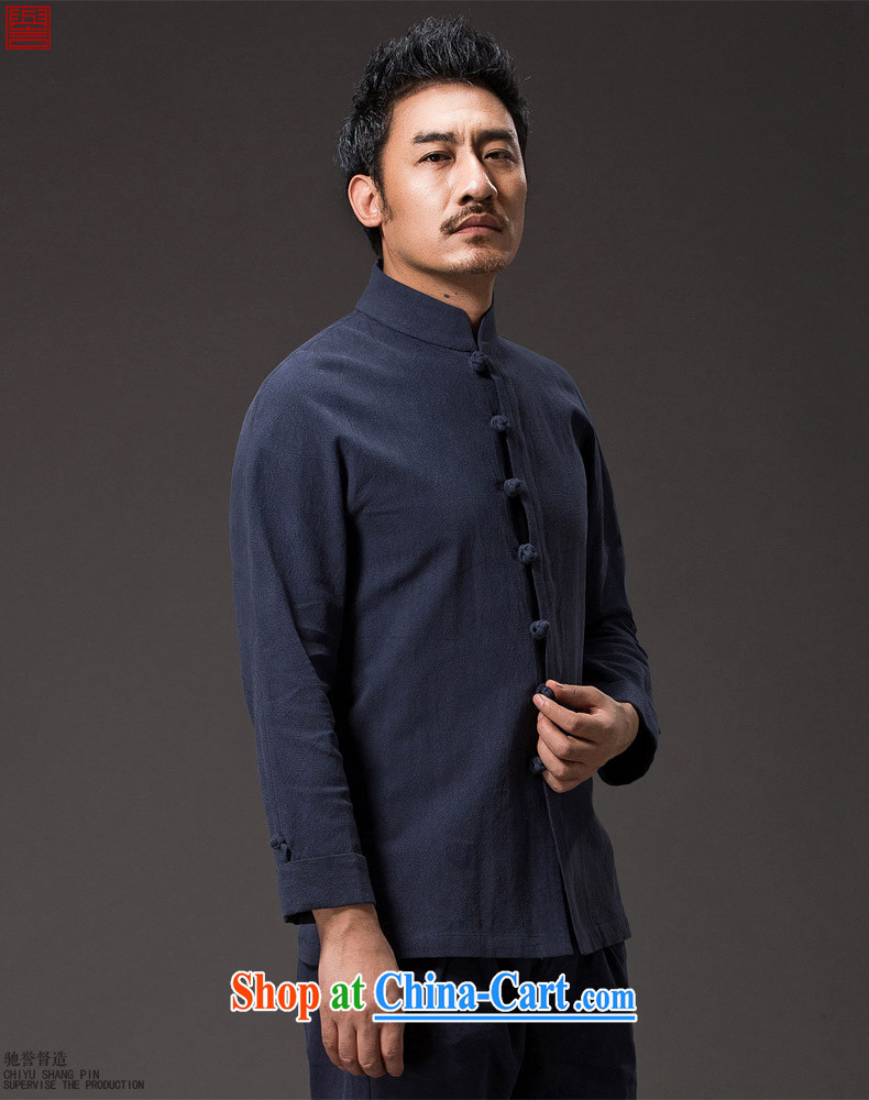 Internationally renowned Chinese clothing men's Chinese long-sleeved T-shirt, collar-tie Autumn Chinese wind cotton the men's shirts linen jacket and blue Chinese 3 XL pictures, price, brand platters! Elections are good character, the national distribution, so why buy now enjoy more preferential! Health