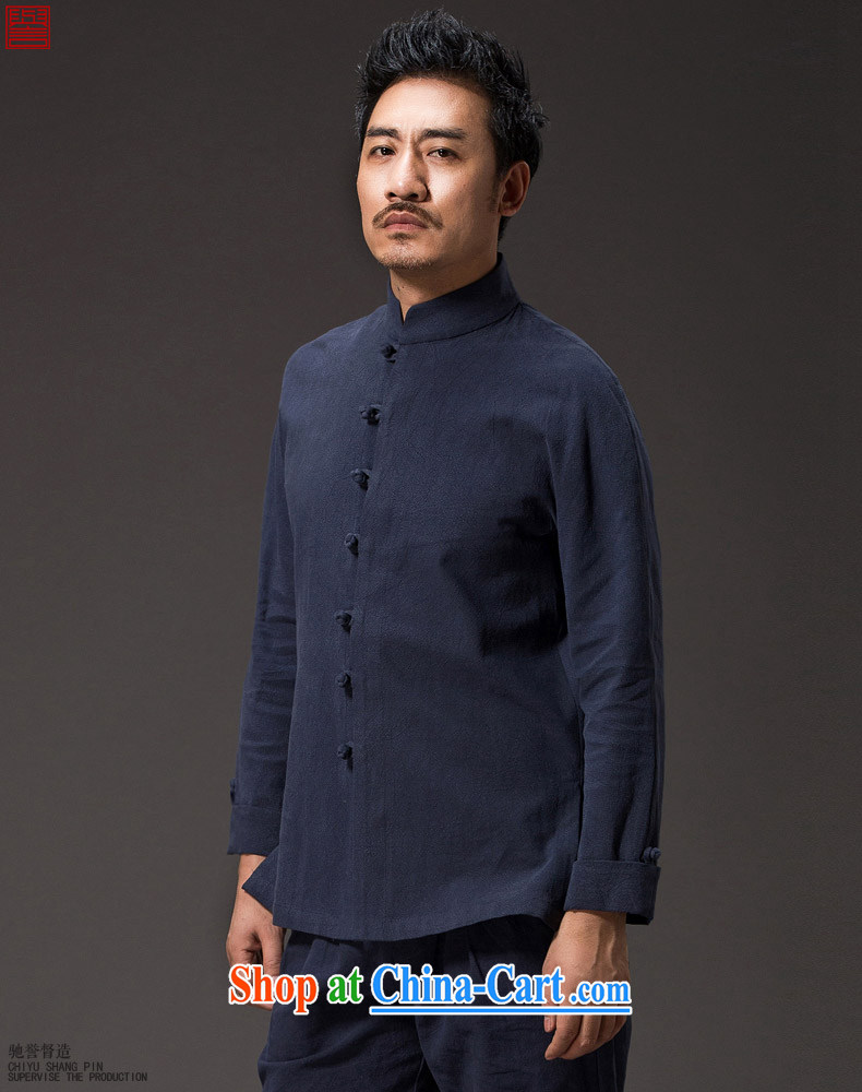 Internationally renowned Chinese clothing men's Chinese long-sleeved T-shirt, collar-tie Autumn Chinese wind cotton the men's shirts linen jacket and blue Chinese 3 XL pictures, price, brand platters! Elections are good character, the national distribution, so why buy now enjoy more preferential! Health