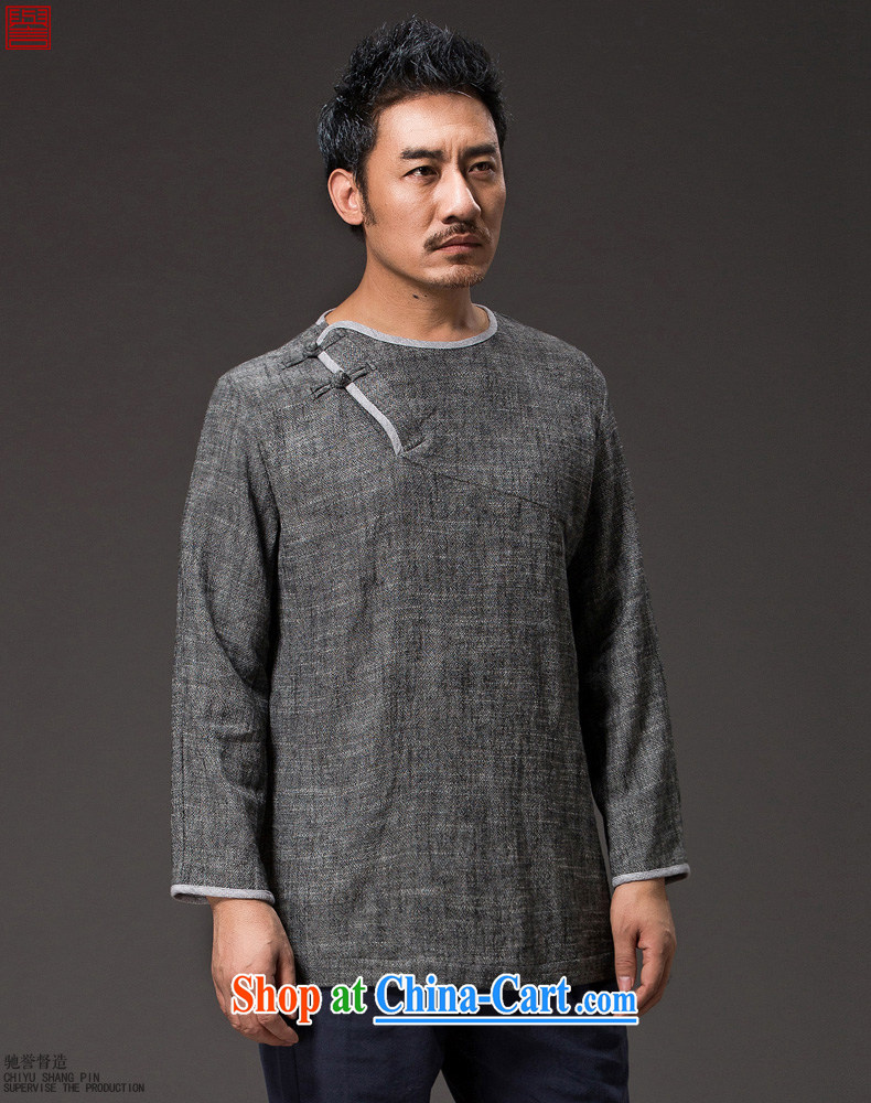 Internationally renowned Chinese clothing Ethnic Wind men's long-sleeved shirt T round-collar linen Chinese T-shirt-tie spring male Han-Chinese features 36 light gray 4 XL pictures, price, brand platters! Elections are good character, the national distribution, so why buy now enjoy more preferential! Health