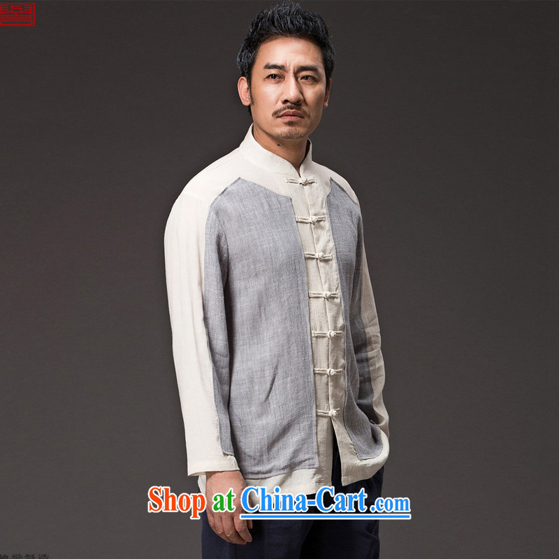 Internationally renowned Chinese clothing Chinese wind men Tang jackets fall, men's linen shirt loose long-sleeved cotton shirt the Commission, served national dark gray 4 XL, internationally renowned (chiyu), and, on-line shopping