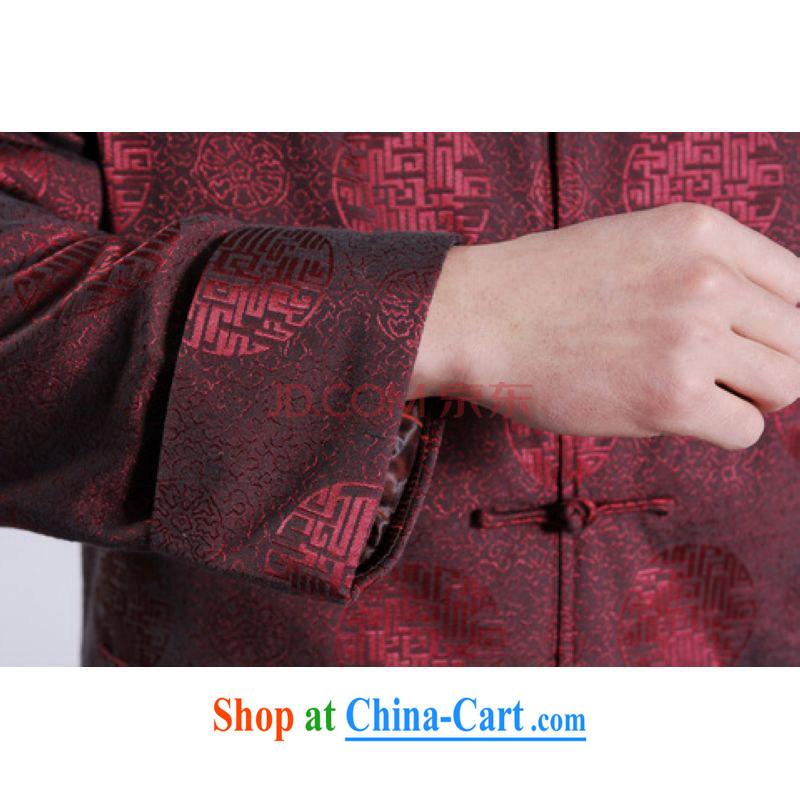 Row-frequency men's jackets thicken the cotton tang on the lint-free cloth Chinese men's long-sleeved jacket Chinese Dragon Chinese T-shirt brown XXXL, the bandwidth, and shopping on the Internet