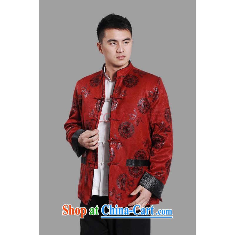 Row-frequency men's jacket water marten hairs tang on the lint-free Chinese men's long-sleeved jacket Chinese Dragon Chinese T-shirt dark red XL, the bandwidth, and shopping on the Internet