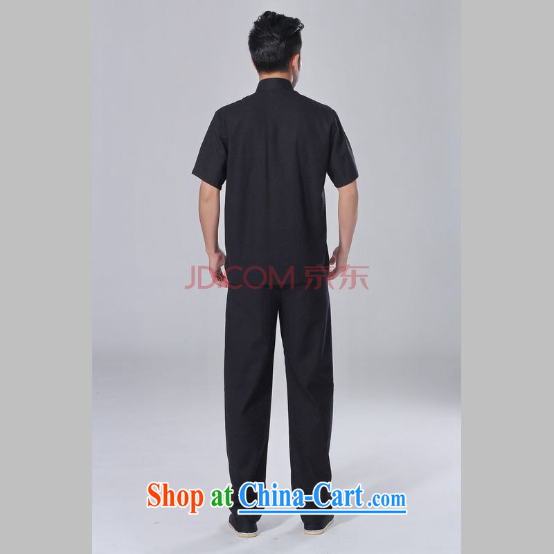 The frequency response in older Chinese men and summer, cotton for the Chinese Tai Chi uniforms men's short-sleeve packaged the code men's kung fu Kit black XXXL, the bandwidth, and shopping on the Internet