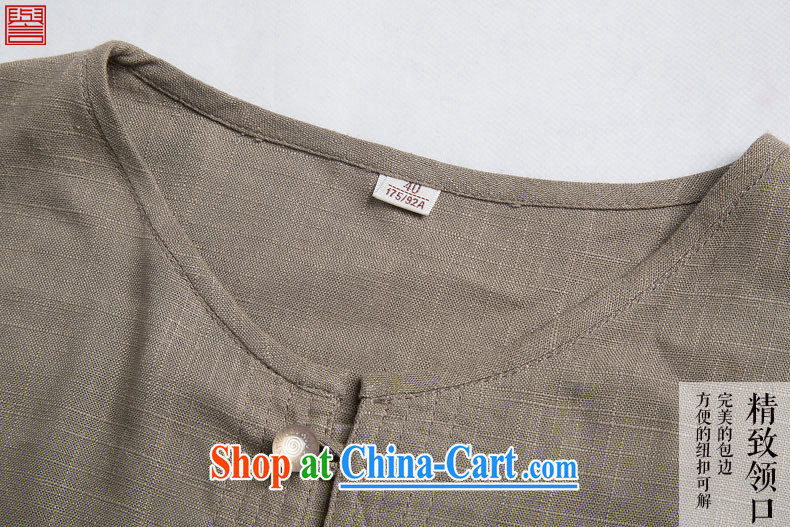 Internationally renowned Chinese clothing Chinese wind summer men's antique linen T pension 2015 leisure T pension round-neck collar cotton Ma short-sleeved solid-colored T-shirt and brown 4 XL pictures, price, brand platters! Elections are good character, the national distribution, so why buy now enjoy more preferential! Health